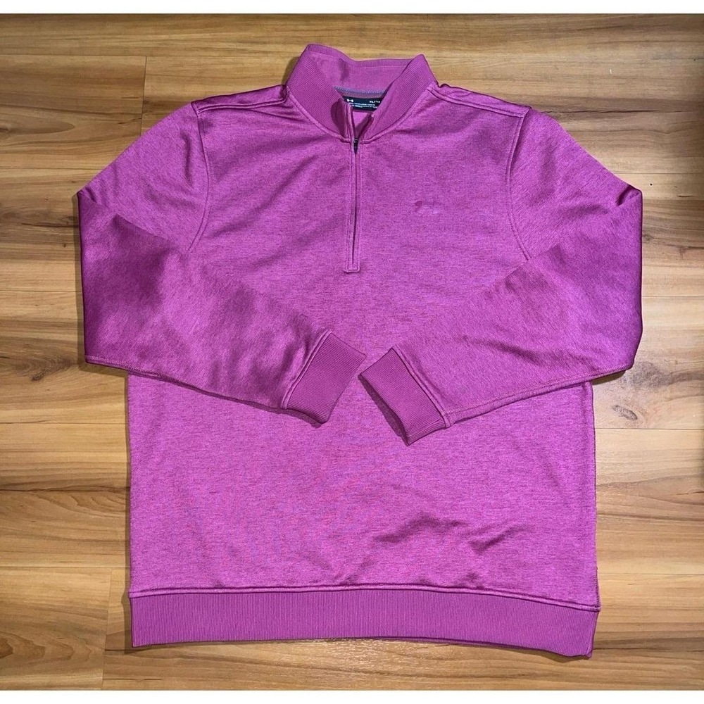 Mens Under Armour Loose Fit Quarter Zip Magenta Pullover Sweatshirt Jacket